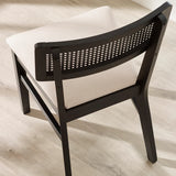 Annika Black Natural Fabric Rattan Back Dining Chairs
