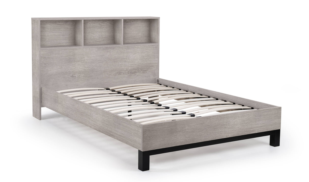 Bali Bookcase Headboard Bed - Grey Oak