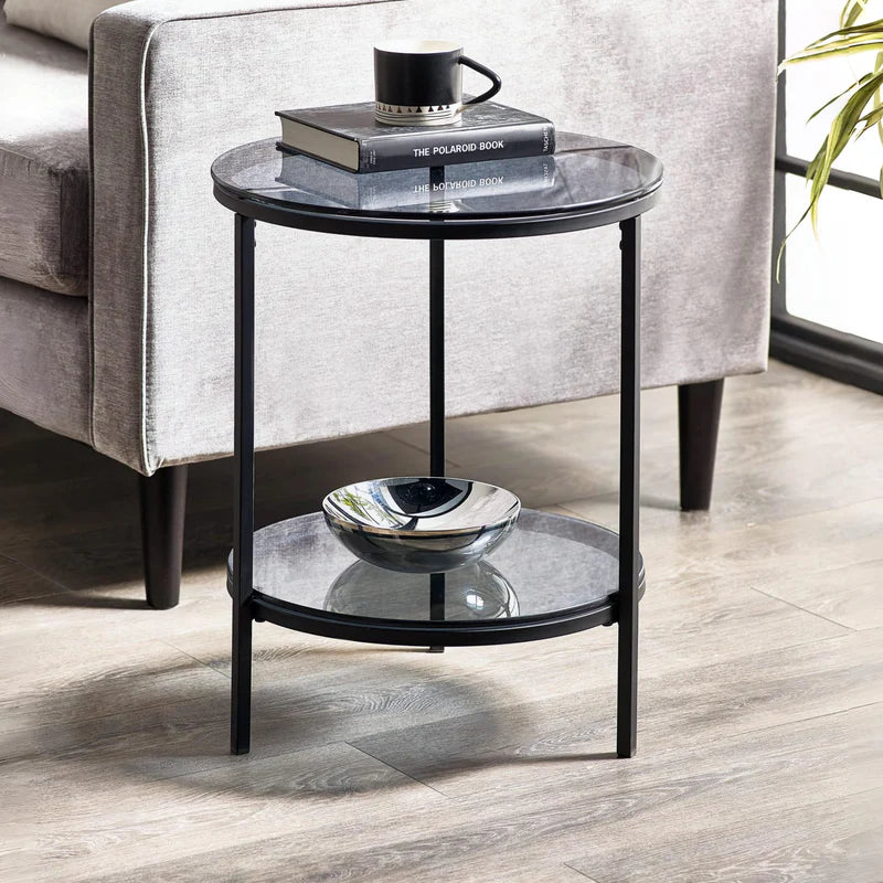 Chicago Circular Lamp Table With Shelf