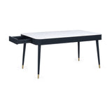 Louis Black Fluted Stone Top Dining Table with Drawers