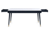 Louis Black Fluted Stone Top Dining Table with Drawers