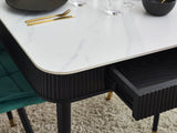 Louis Black Fluted Stone Top Dining Table with Drawers