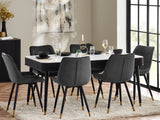 Louis Black Fluted Stone Top Dining Table with Drawers