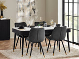 Louis Black Fluted Stone Top Dining Table with Drawers