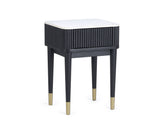 Louis Black Fluted Stone Top Lamp Table with Drawers