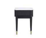 Louis Black Fluted Stone Top Lamp Table with Drawers