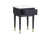 Louis Black Fluted Stone Top Lamp Table with Drawers