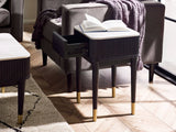 Louis Black Fluted Stone Top Lamp Table with Drawers