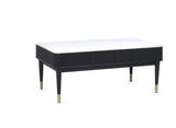 Louis Black Fluted Stone Top Coffee Table with Drawers