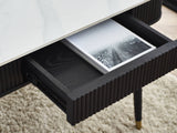 Louis Black Fluted Stone Top Coffee Table with Drawers