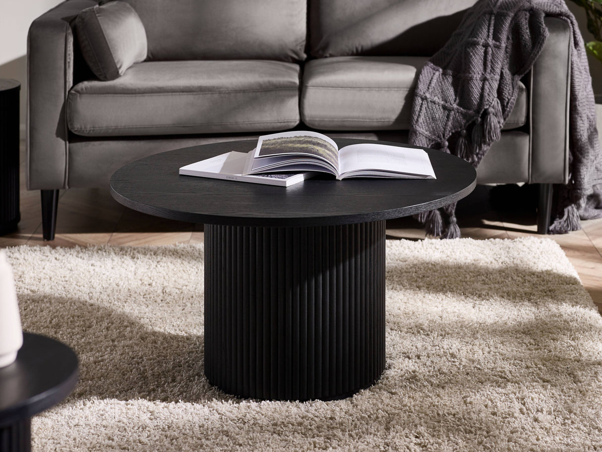 Louis Black Fluted Round Coffee Table