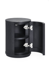 Louis Black Fluted Side Table With Door