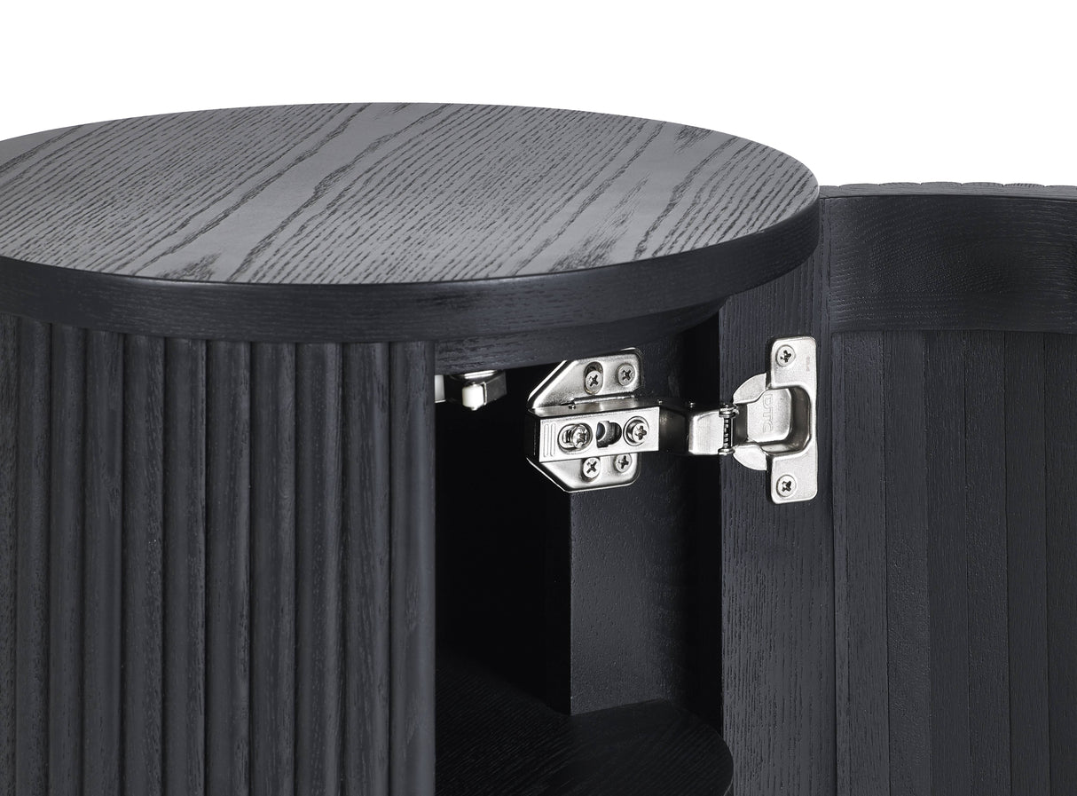 Louis Black Fluted Side Table With Door