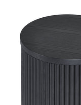 Louis Black Fluted Side Table With Door