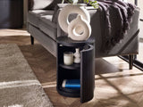 Louis Black Fluted Side Table With Door