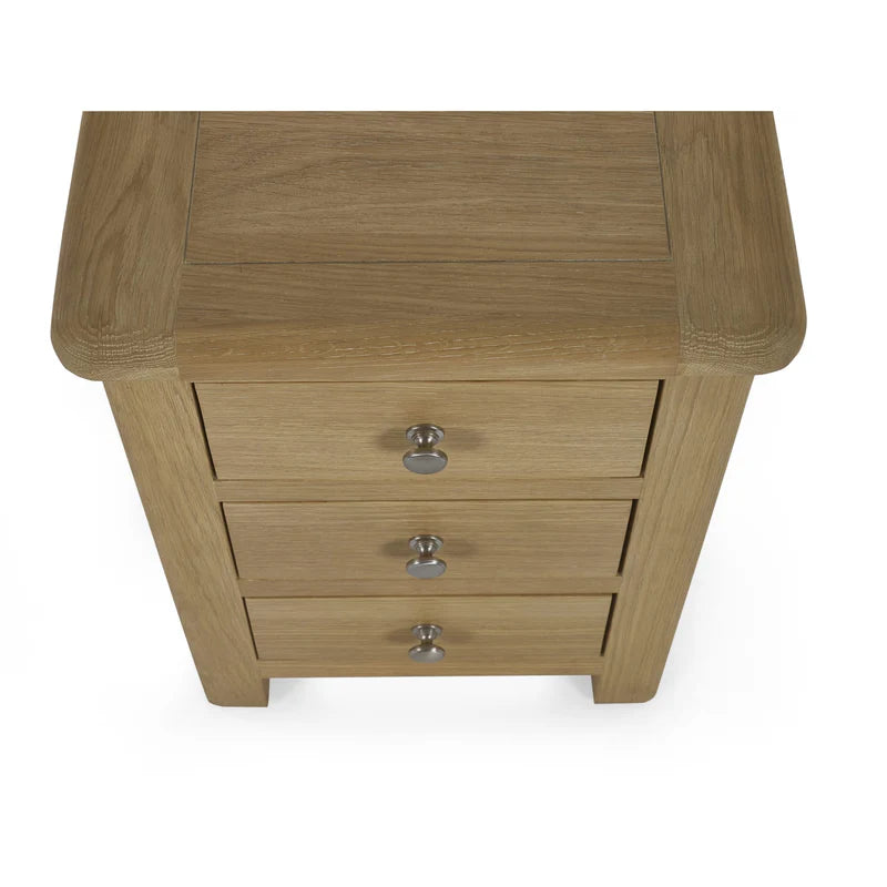 Memphis Limed Oak 3 Drawer Bedside