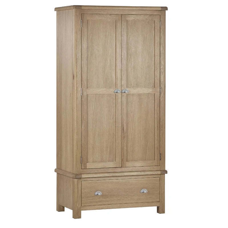 Memphis Limed Oak 2 Door 1 Drawer Wardrobe