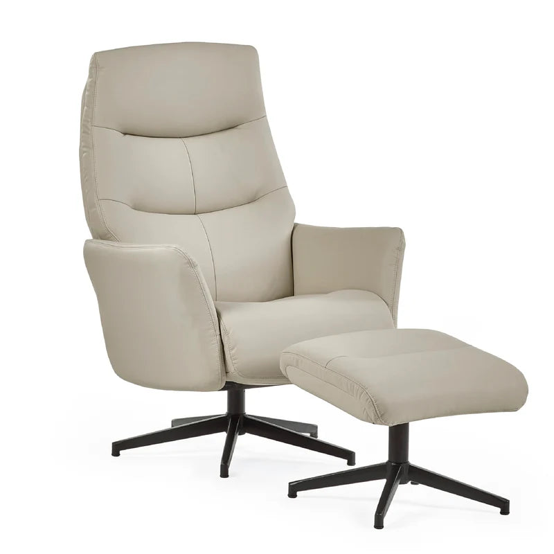 Priya Grey Faux PU Leather Recliner Chair and Stool