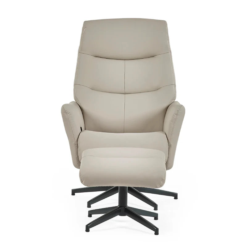 Priya Grey Faux PU Leather Recliner Chair and Stool