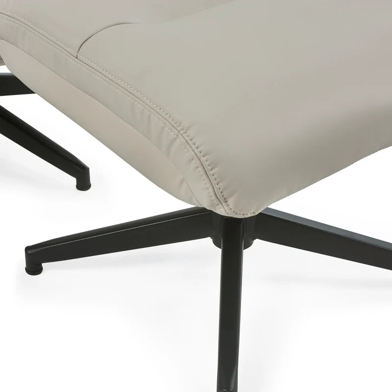 Priya Grey Faux PU Leather Recliner Chair and Stool