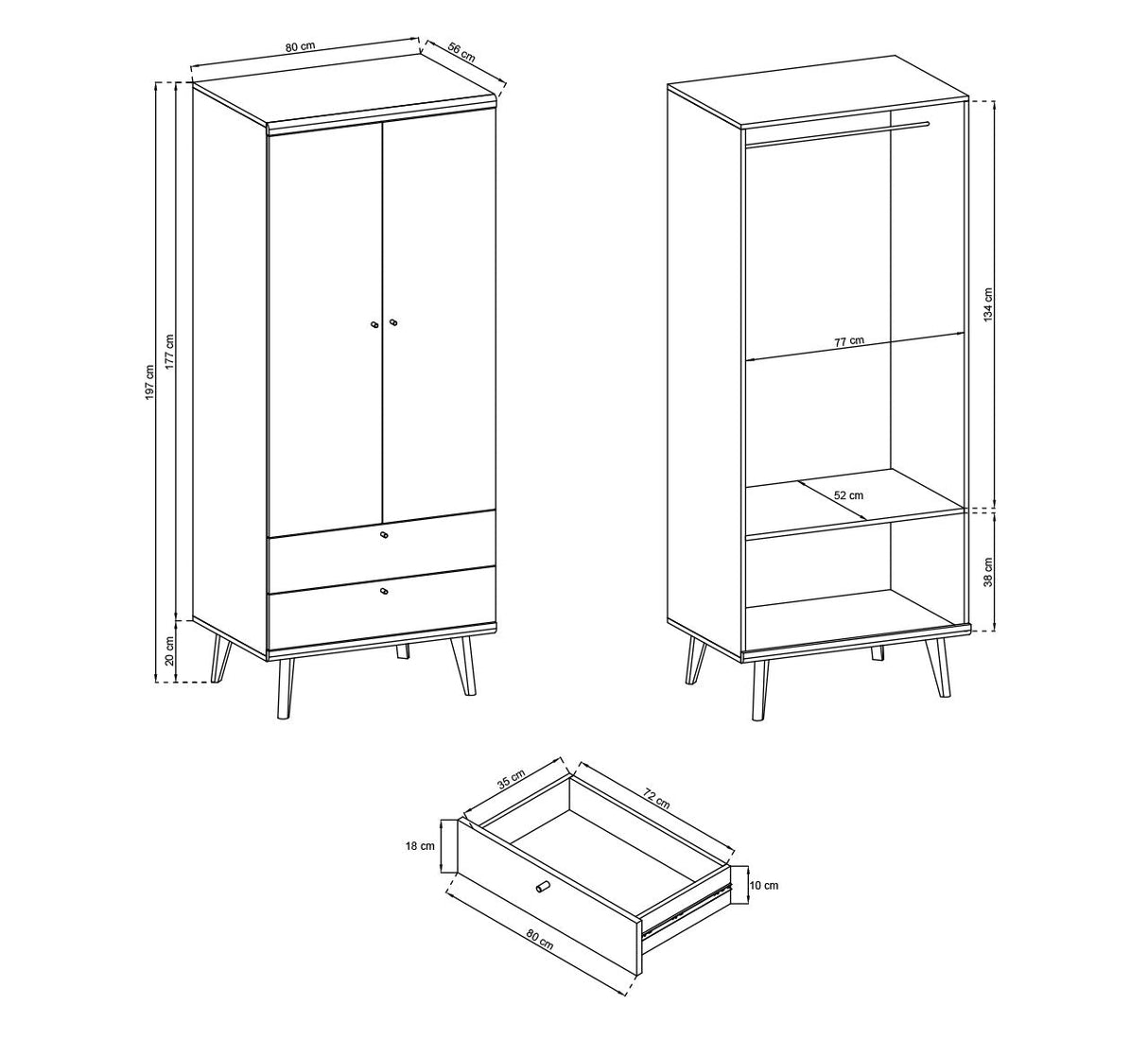Primo 2 Door Wardrobe