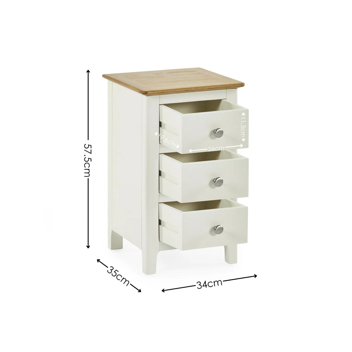 Somerset 3 Drawer Bedside