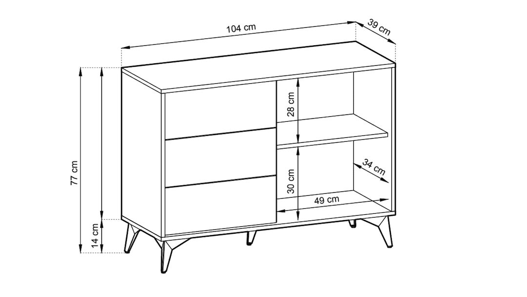 Diamond Sideboard Cabinet 104cm