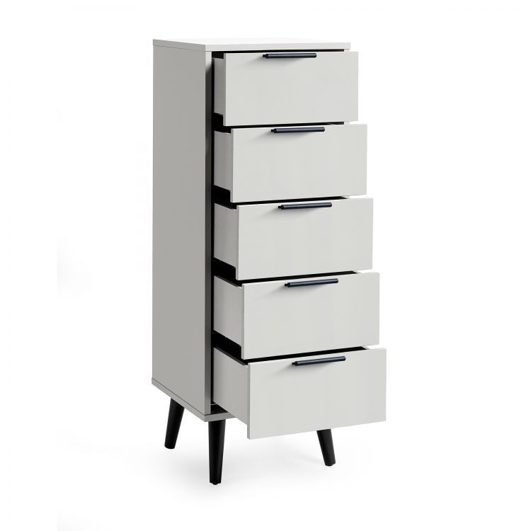 Alba 5 Drawer Narrow Chest - Silk Grey