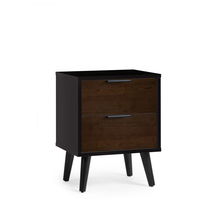 Alba 2 Drawer Bedside - Walnut/Black