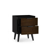 Alba 2 Drawer Bedside - Walnut/Black