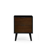 Alba 2 Drawer Bedside - Walnut/Black