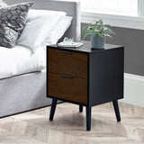 Alba 2 Drawer Bedside - Walnut/Black