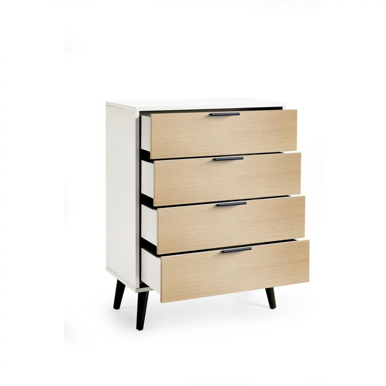 Alba 4 Drawer Wide Chest - White/Oak