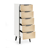 Alba 5 Drawer Narrow Chest - White/Oak