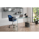 Kahlo Velvet Swivel Office Chair - Blue & Chrome