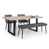 Berwick Dining Table, Luxe Low Grey Bench & 2 Luxe Grey Chairs