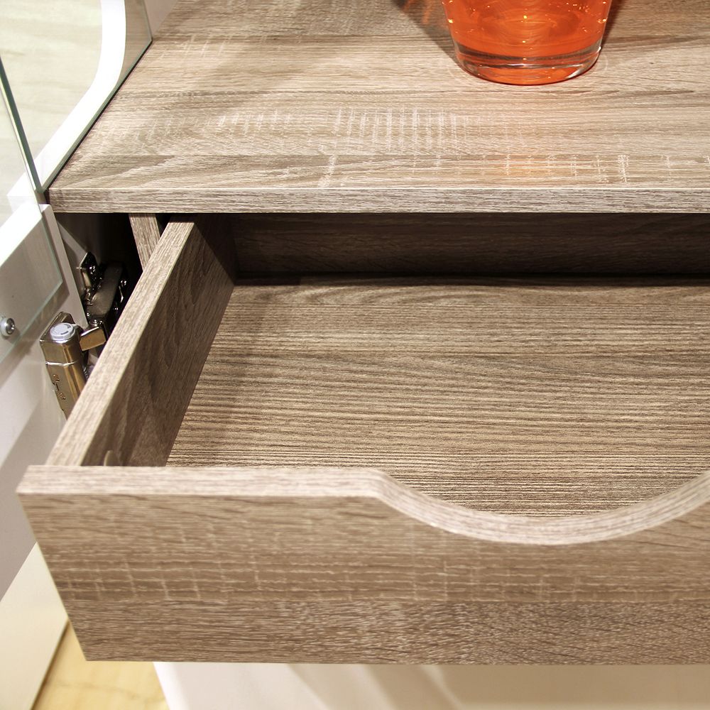 Chelsea Low Display Cabinet 109cm in White with Truffle Oak Trim