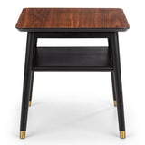 Findlay Lamp Table with Shelf - Walnut & Black