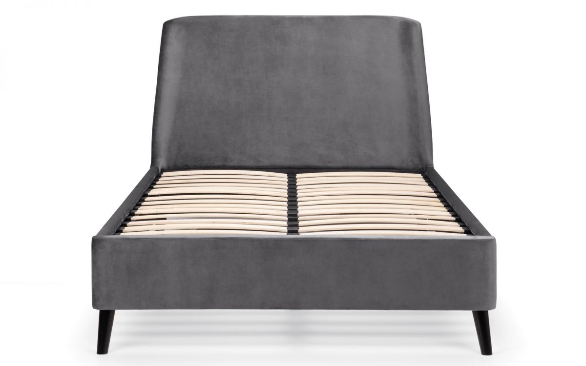 Frida Curved Velvet Bed - Grey
