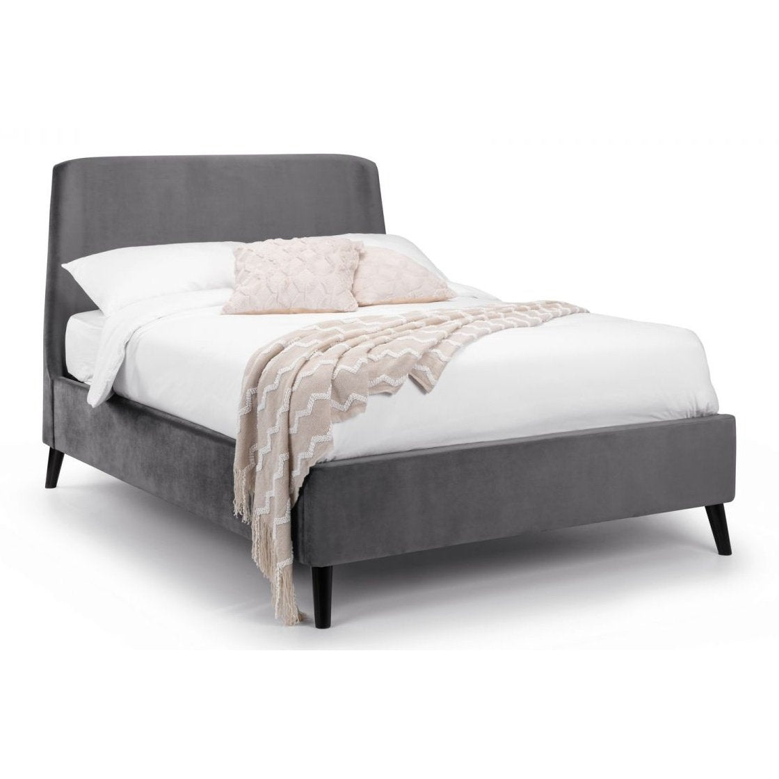 Frida Curved Velvet Bed - Grey
