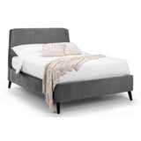 Frida Curved Velvet Bed - Grey