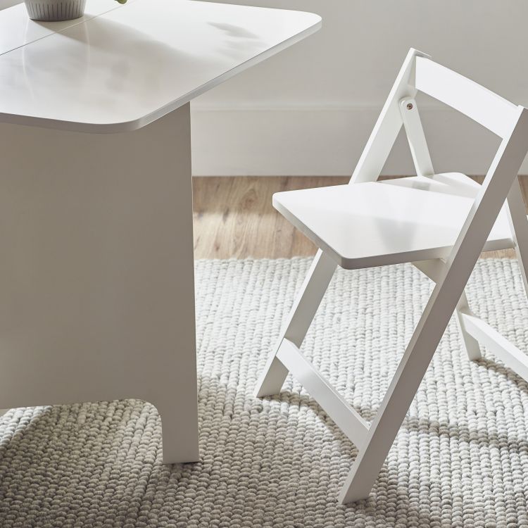 Gatan Small Gateleg Table With 2 Chairs - White