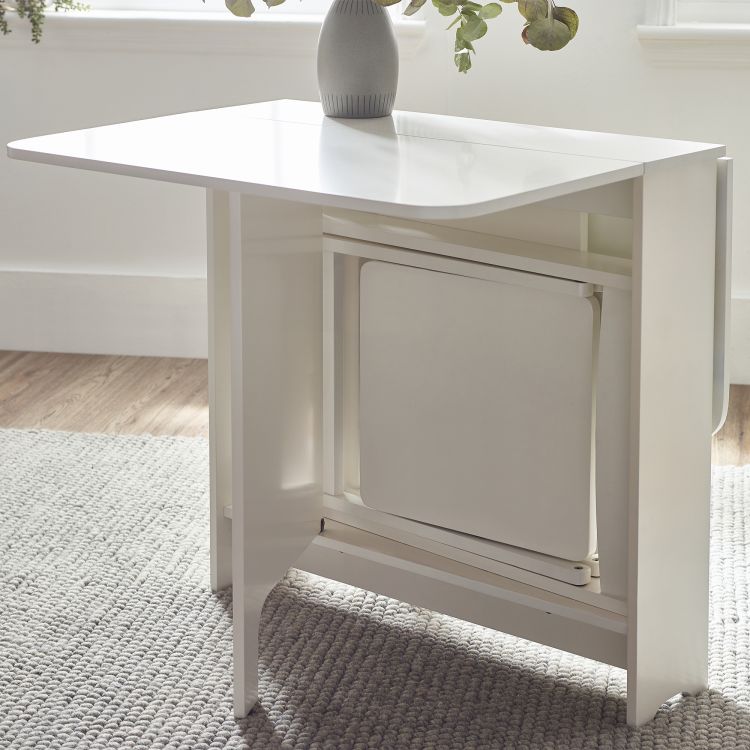 Gatan Small Gateleg Table With 2 Chairs - White