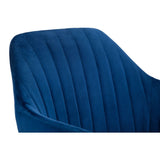 Kahlo Velvet Swivel Office Chair - Blue & Chrome