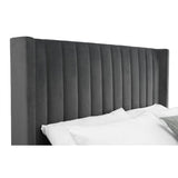 Langham Scalloped Headboard Storage Bed - Grey