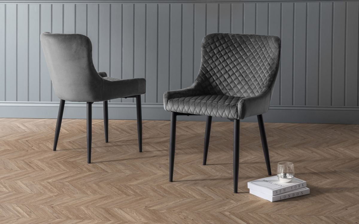 Berwick Dining Table, Luxe Low Grey Bench & 2 Luxe Grey Chairs