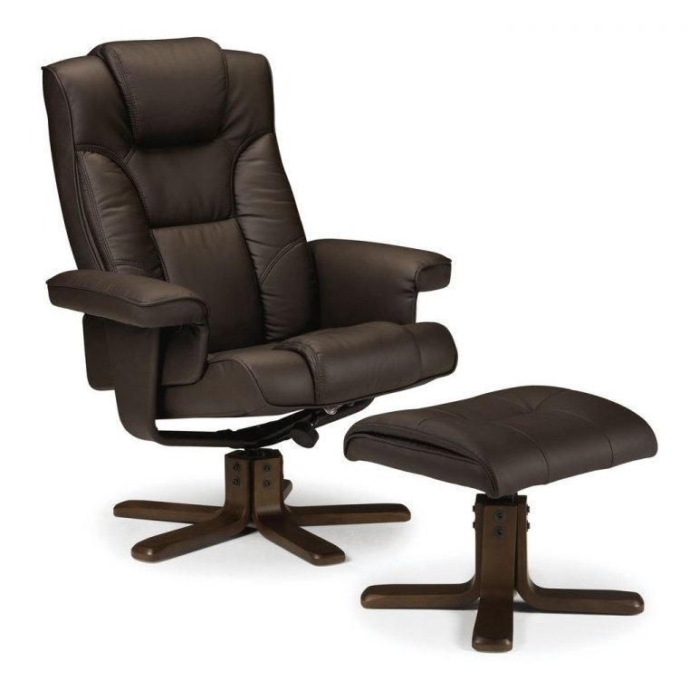 Malmo Recliner & Footstool - Brown