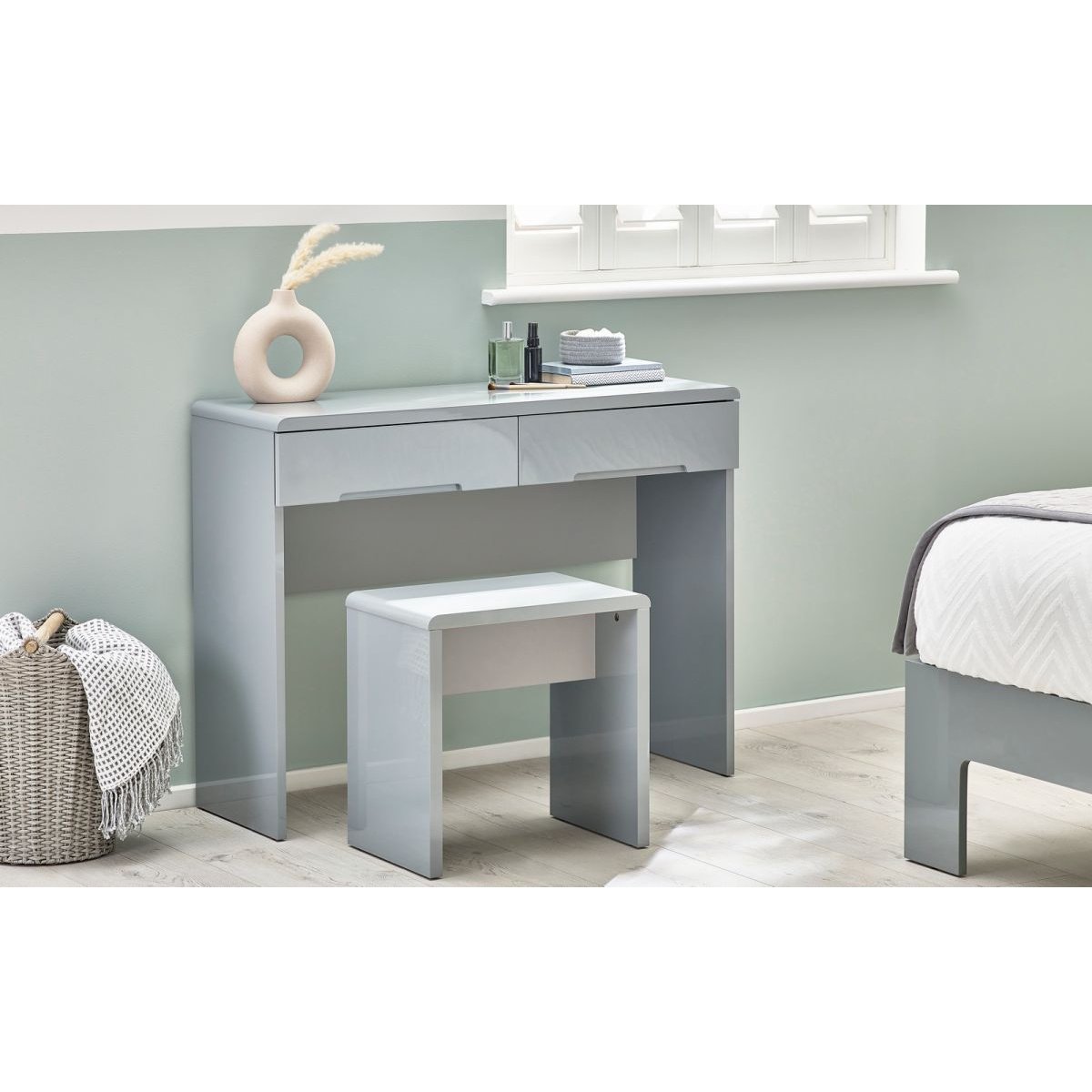 Manhattan Dressing Table with 2 Drawers - Grey