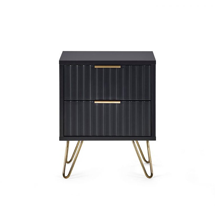 Murano 2 Drawer Bedside - Matte Black