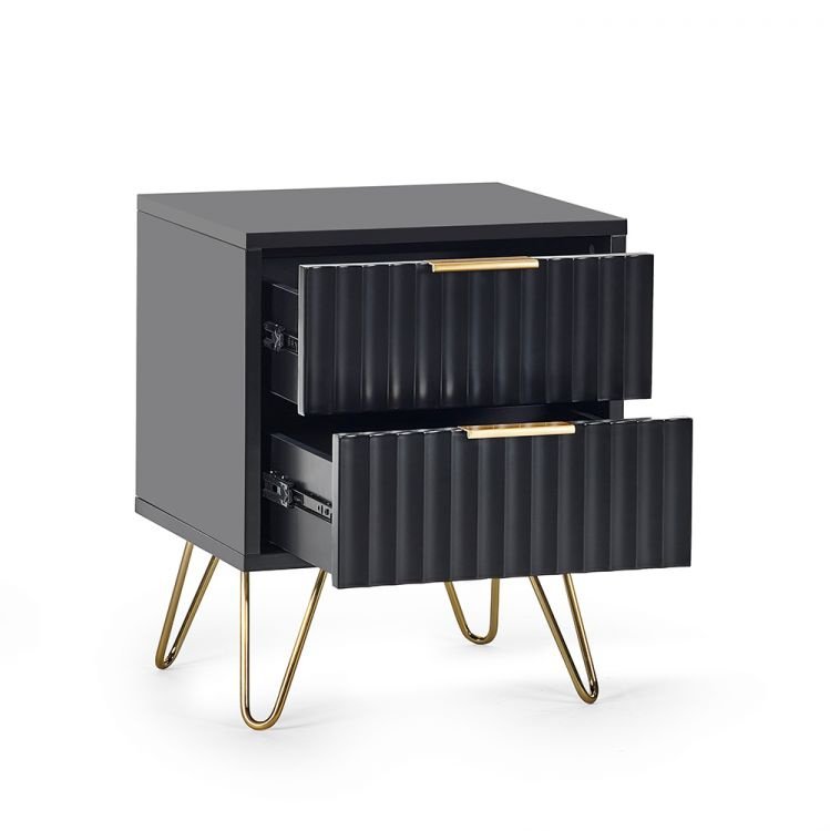 Murano 2 Drawer Bedside - Matte Black